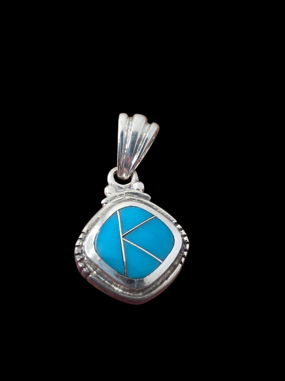 Sterling Silver Turquoise Inlay Pendant AV Alvin Vandever Southwest 925
